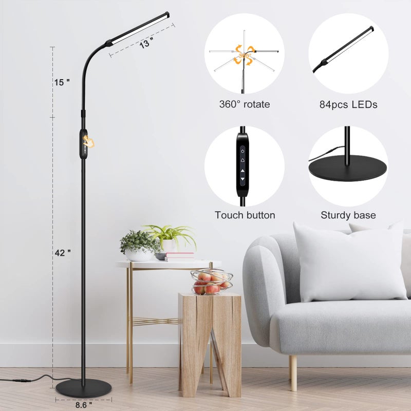 EBEST Led Floor Lamp for Eyelash Extensions Standing Floor Lamps for Office Eyelash lamp Tattoo Light Reading Lamp for Bedroom Makeup Lash Light Extension (Black - RY) - Image 5